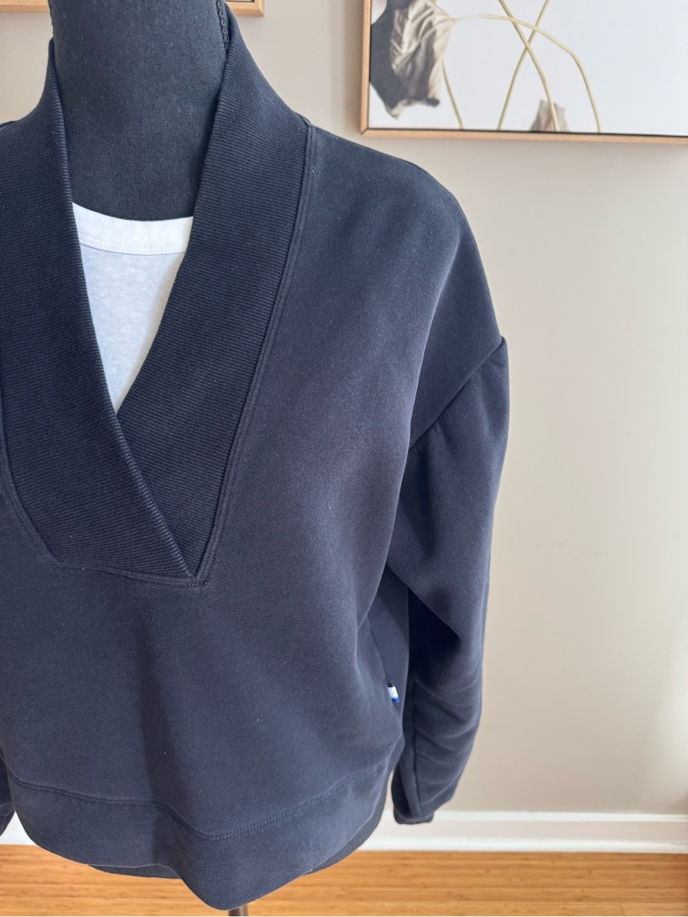 Kit and Ace Black V-Neck Pullover Sweatshirt - Picture 3 of 5